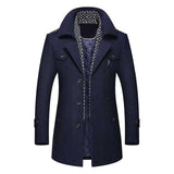 Long Jacket Slim Fit Overcoat Casual Wool Blends Warm Outerwear Windbreaker Men - Minihomy