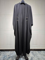 Striped Casual Plus Size Abaya Cardigan Robe - Modest Turkish Muslim Women's Wear