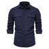 Men's Slim Corduroy Solid Color Long Sleeve Shirt - Minihomy