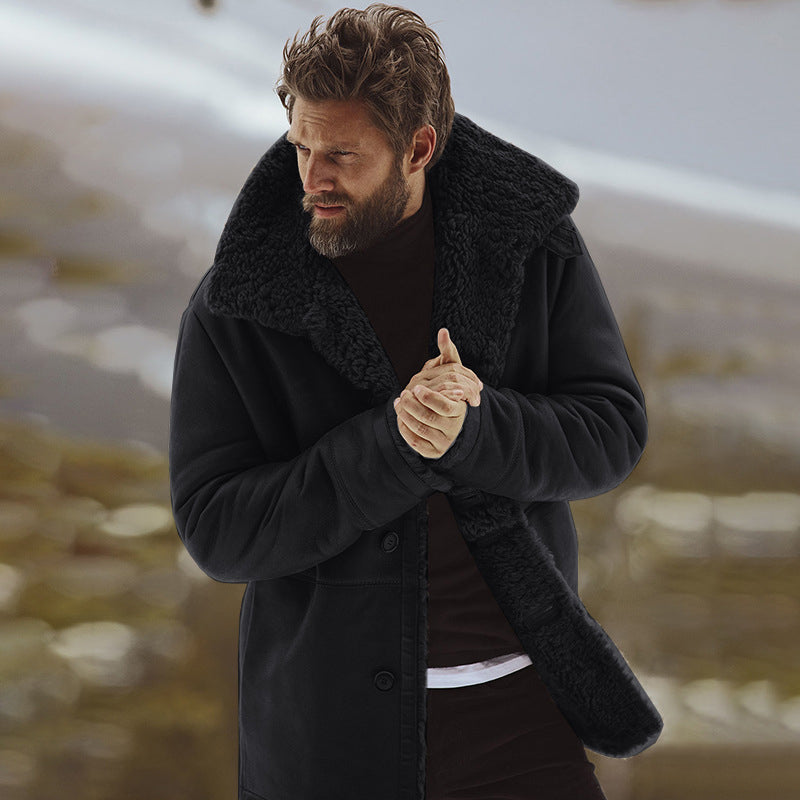 Warm mid-length men's coat