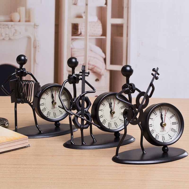 Iron Table Desk Alarm Clock With Musical Instrument Gadget Decoration Craft Gift - Minihomy