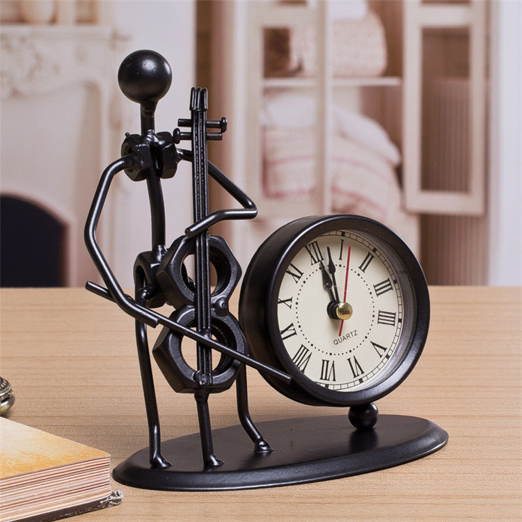 Iron Table Desk Alarm Clock With Musical Instrument Gadget Decoration Craft Gift - Minihomy