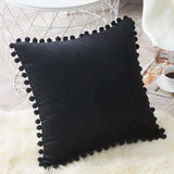 Ball lace pillow velvet solid color sofa short plush ball cushion cover - Minihomy