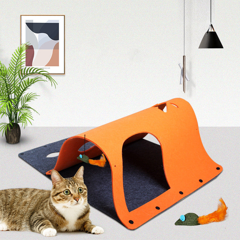 2 in 1 DIY Combined Cat Tunnel Toy Removable Felt Cat Nest House Play Dog Tunnel Tubes - Minihomy