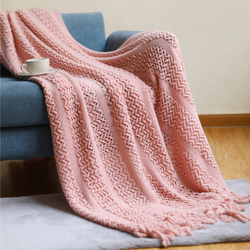 Nordic Sofa Blanket Knitting Homestay Hotel Bed Flag - Minihomy