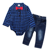 Boy Gentleman Plaid Suit Baby One-Piece Suit - Minihomy