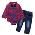 Boy Gentleman Plaid Suit Baby One-Piece Suit - Minihomy