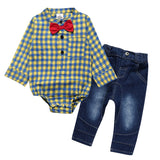 Boy Gentleman Plaid Suit Baby One-Piece Suit - Minihomy