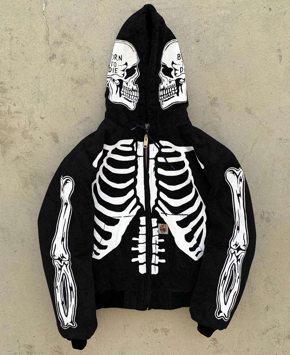 Men's Skeleton Hoodie Custom Full Face Zip: Your New Favorite Statement Piece - Minihomy