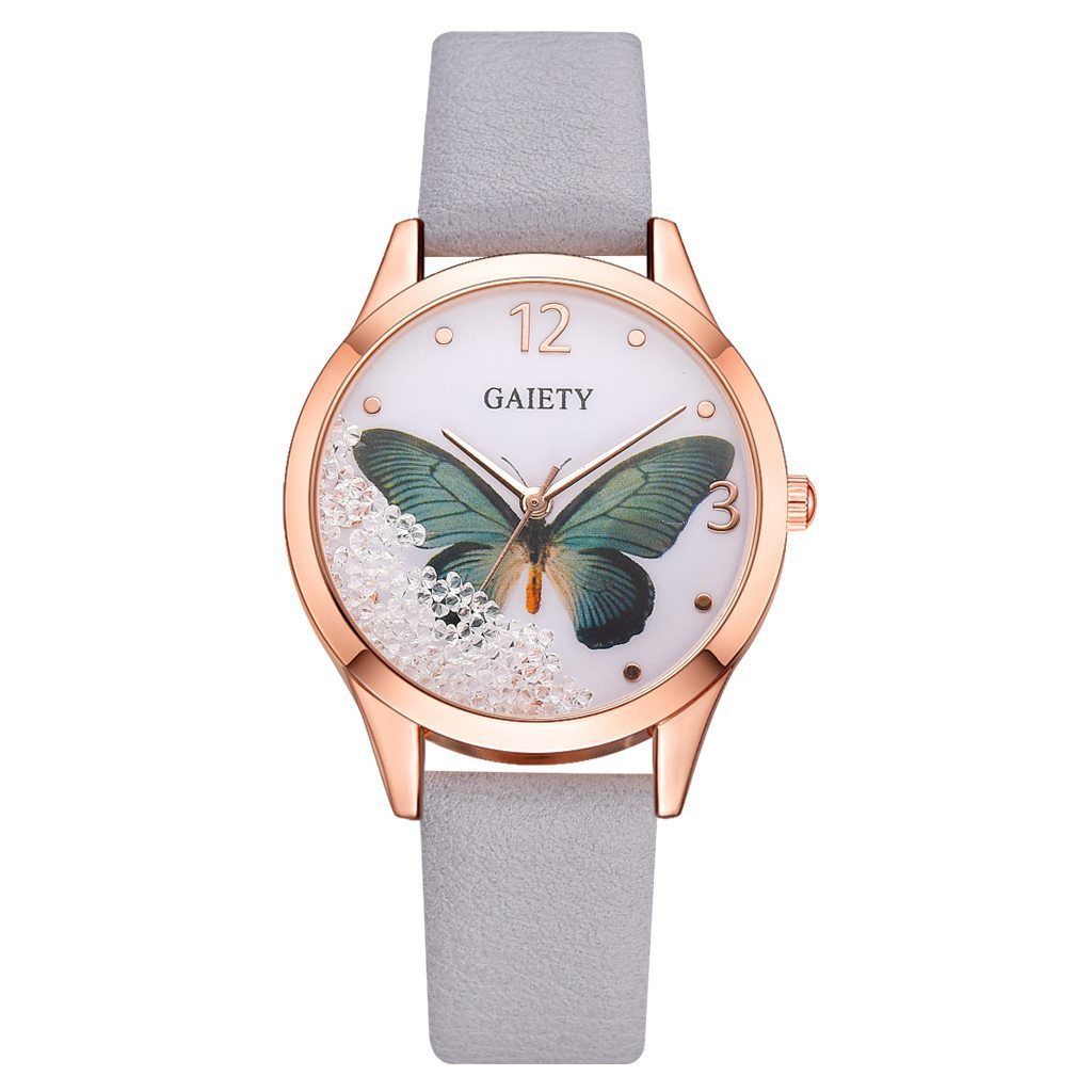 Gaiety Brand Women Watches Luxury Removable Rhinestone Butterfly Watches Ladies Leather Dress Ladies Wrist Watches Female Clock - Minihomy