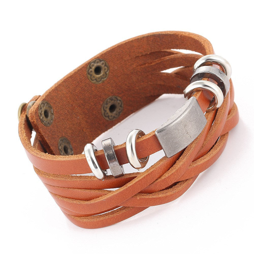 Man bracelets bangles multilayer braided wristband - Minihomy