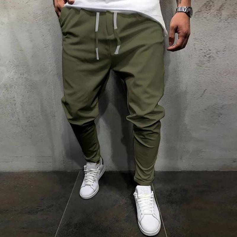 Men's Pants Solid Color Cropped Pants With Elastic Band - Minihomy