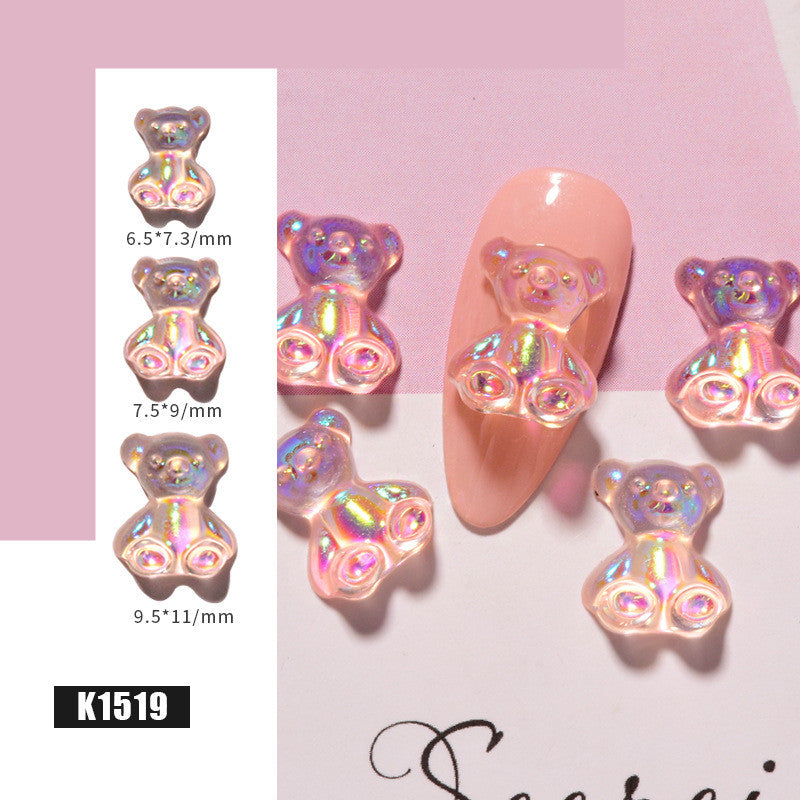 3D Cute Bear Resin Nail Art Decorations Crystal Gummy Bear Nail Glitter Jelly Ornaments - Minihomy