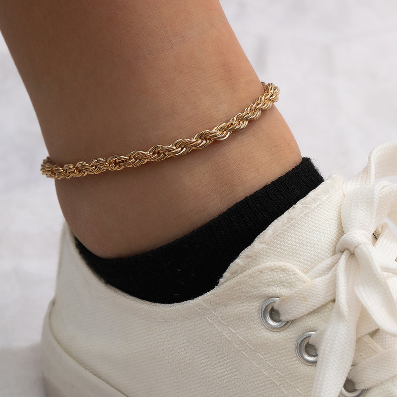 Simple And Fashionable Twist Chain Anklet Women Wear Ankle Accessories