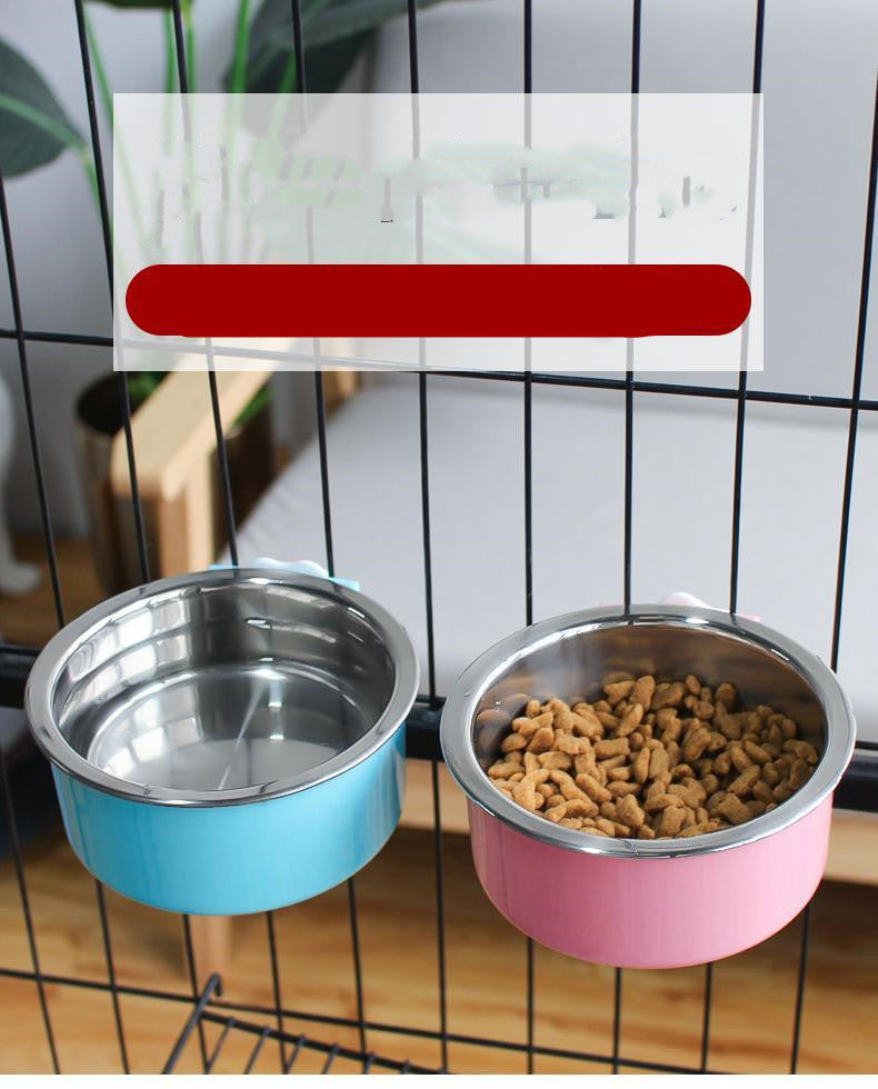 Stainless Steel Dog & Cat Bowl, Non-Tip Water & Food Bowl for Dog Cage