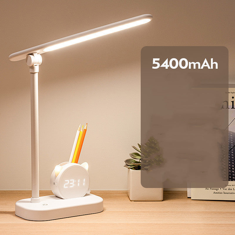 Desk Lamp with Clock, Pen Holder, and USB Charging - Perfect for Bedroom or Office! - Minihomy