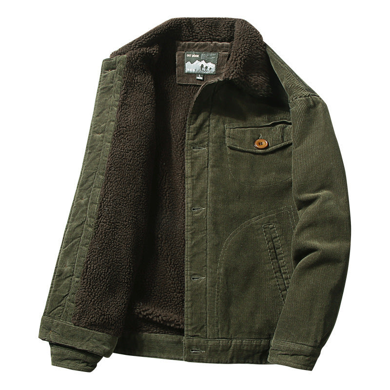 Men's Winter Plus Velvet Jacket Corduroy Tooling Casual jacket - Minihomy