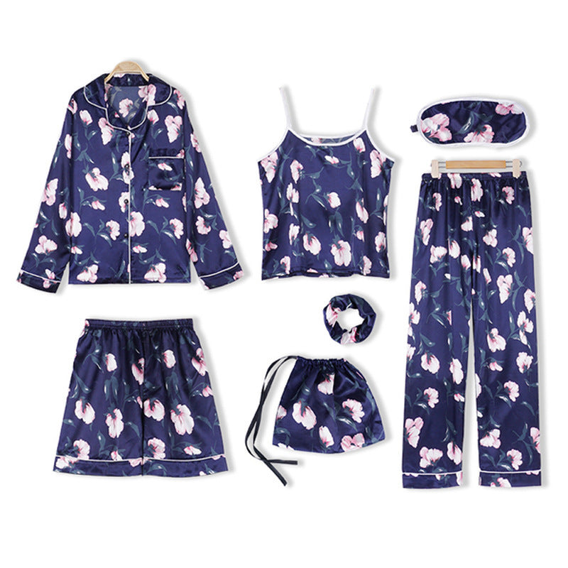 Summer Seven-Piece Suit Suspenders Ice Silk Pajamas