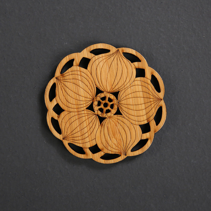 Carved Bamboo Coaster: Tea Ceremony Essential - Minihomy