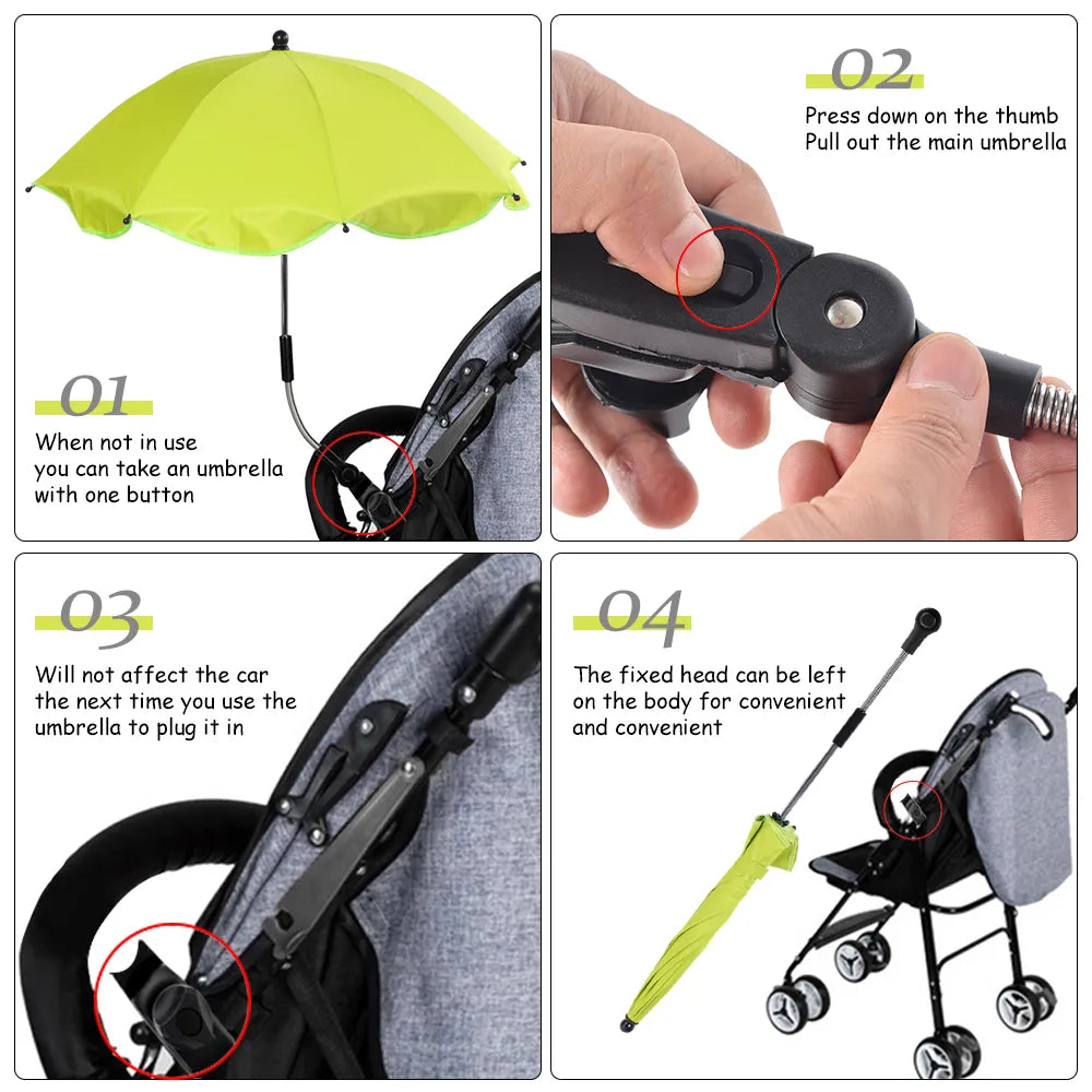 360° Adjustable Stroller Umbrella: Protect Your Little One in Style - Minihomy