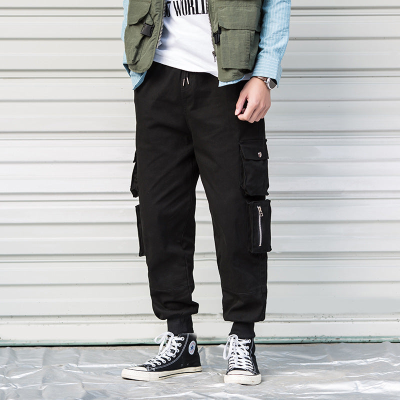 Casual Cargo Pant Men Harajuku Pencil Pants Many Pockets - Minihomy