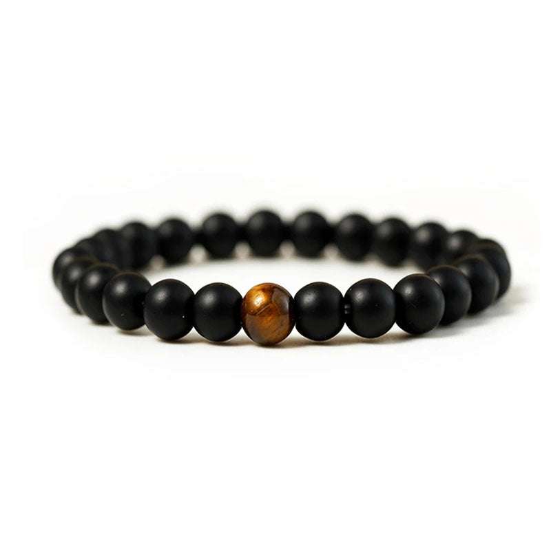 8mm Dumb Black Frosted Stone Tiger's Eye Bracelet Men And Women Couple Bracelets - Minihomy