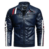 Men's PU Leather Clothing Tide Motorcycle Jacket Washed Plus Cotton Jacket - Minihomy