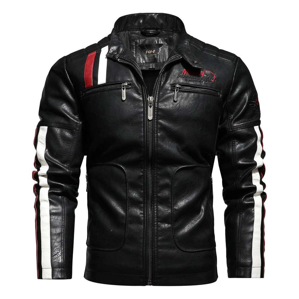 Men's PU Leather Clothing Tide Motorcycle Jacket Washed Plus Cotton Jacket - Minihomy