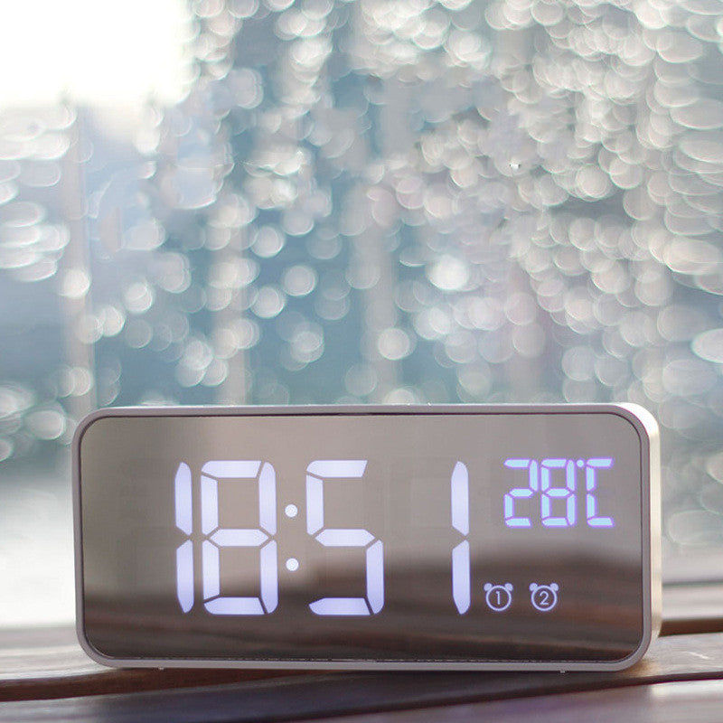 Music LED Digital Alarm Clock Temperature Date Display Desktop Mirror Clocks Home Table Decoration Electronic Clock - Minihomy