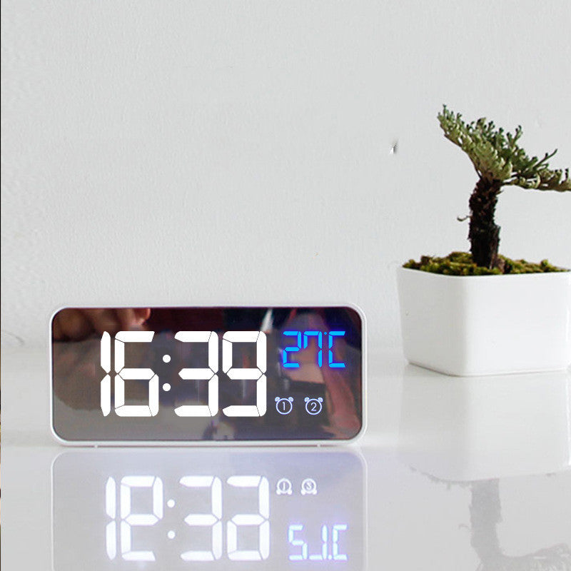 Music LED Digital Alarm Clock Temperature Date Display Desktop Mirror Clocks Home Table Decoration Electronic Clock - Minihomy