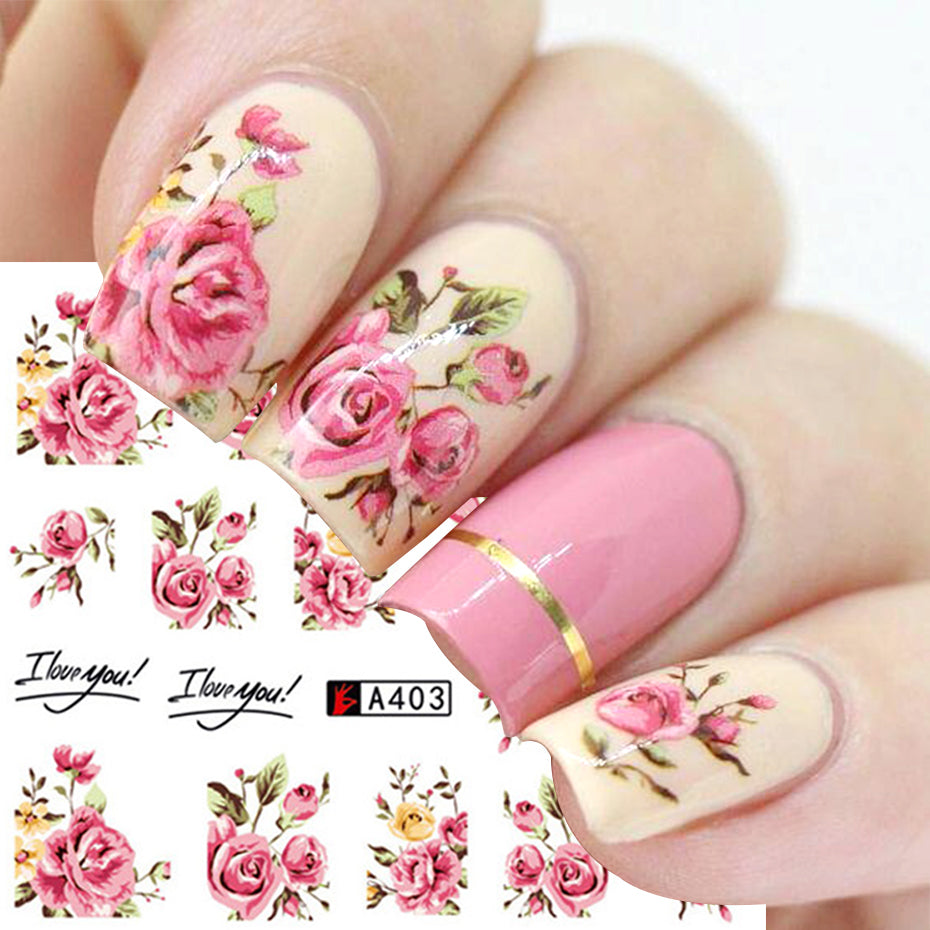 Nail Art Rose Nail Sticker Bowknot Lace Red Flower Nail Applique Eco-Friendly Nail - Minihomy