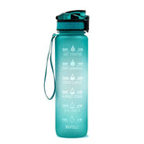 1L Tritan Water Bottle with Time Marker & Bounce Cover - Leakproof Bottle for Sports, Fitness, Cycling - Minihomy