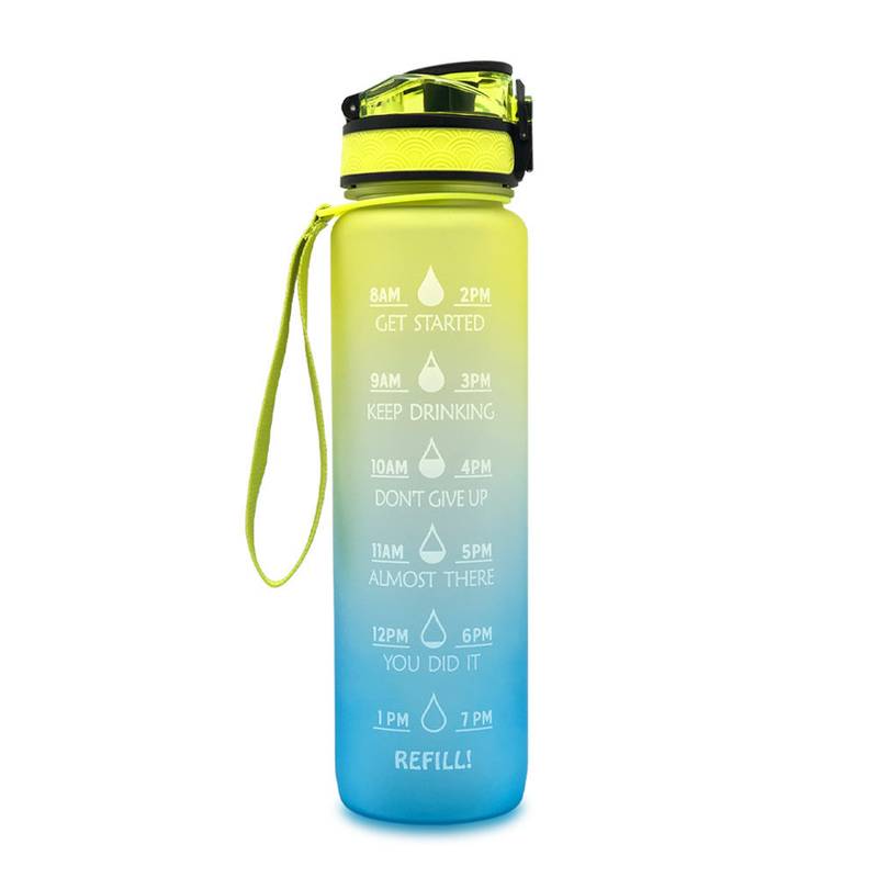 1L Tritan Water Bottle with Time Marker & Bounce Cover - Leakproof Bottle for Sports, Fitness, Cycling - Minihomy