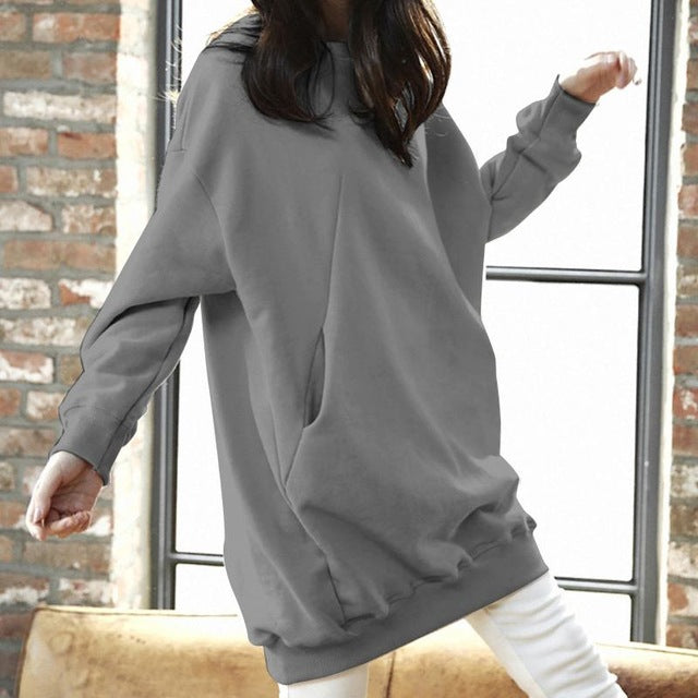 Women Casual Solid Sweatshirts Tops Autumn