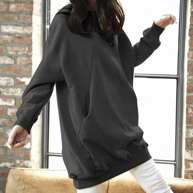 Women Casual Solid Sweatshirts Tops Autumn