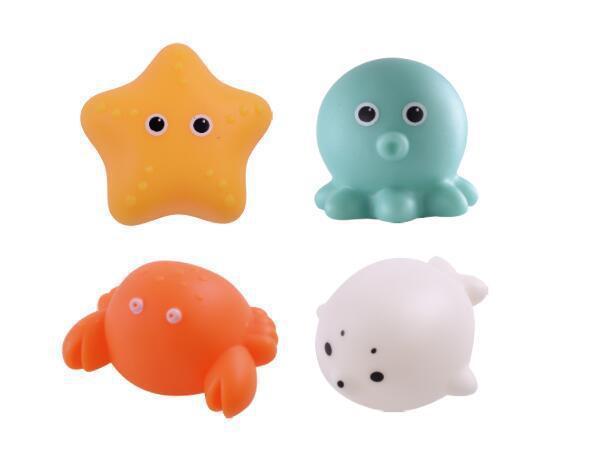 Baby Bath Toys - Soft Rubber Floating Luminous Frogs for Kids - Funny Wash & Play Gift - Minihomy