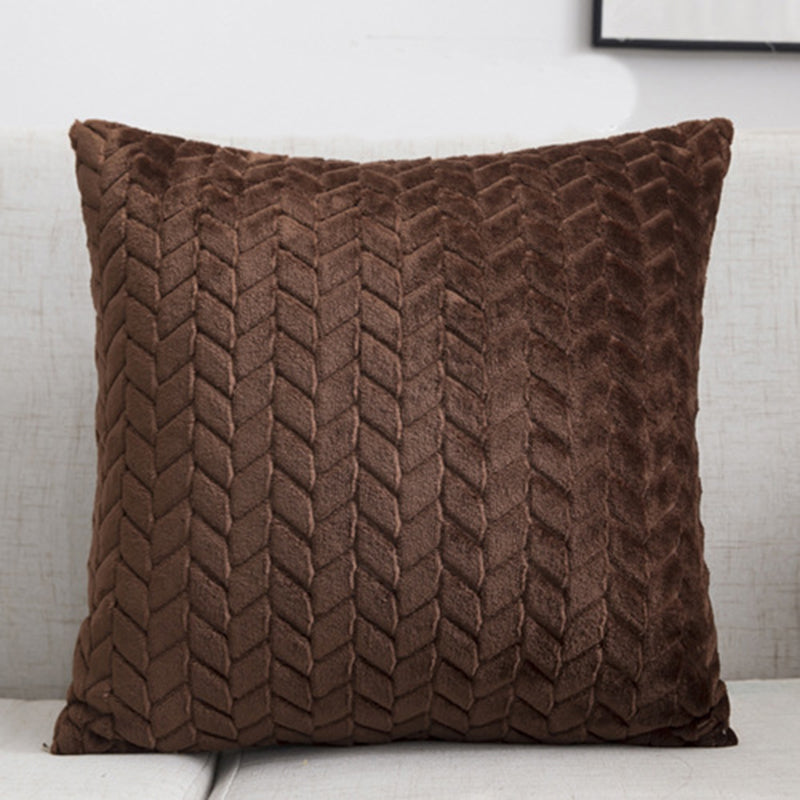 Flannel Solid Color Throw Pillow Sofa Cover Cushion Cover Nordic Style Simple Style - Minihomy