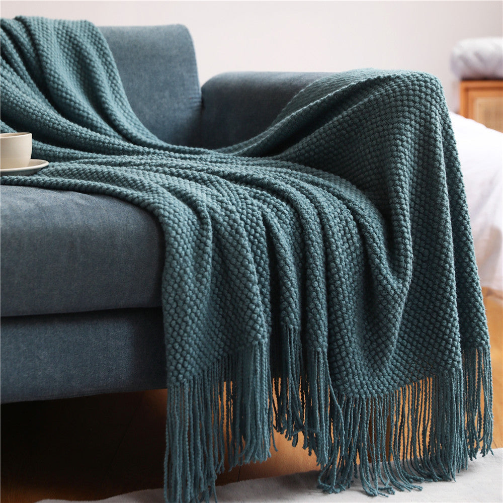 Warm Air Conditioning Blanket Hotel Bed End Towel Knitted Blanket Sofa Cover