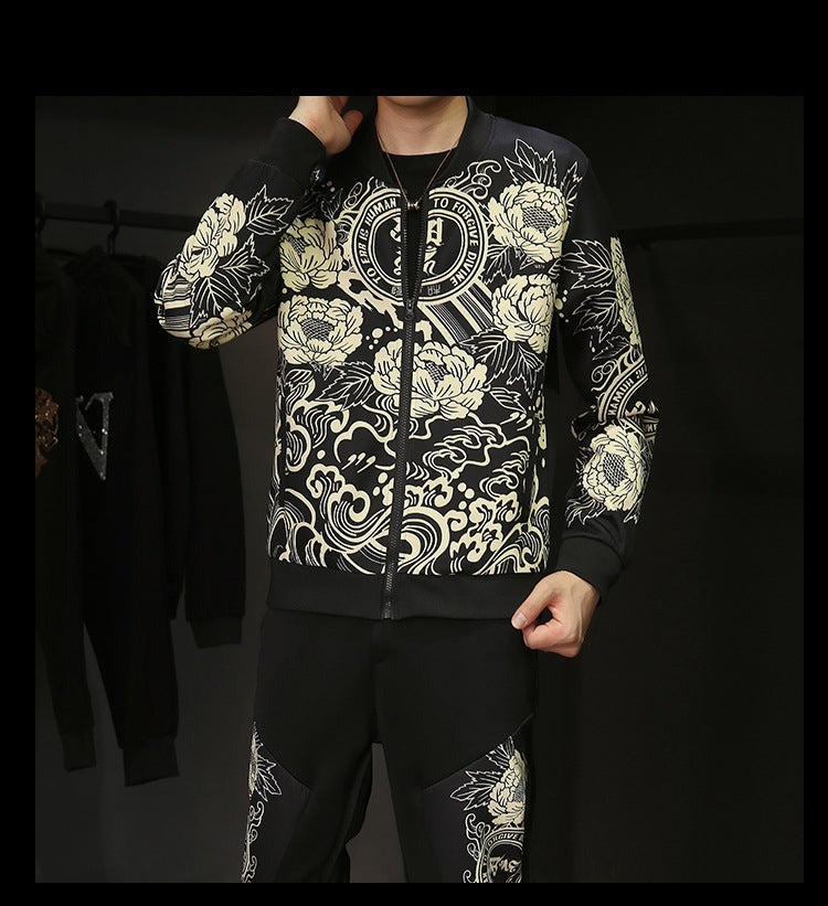 Jacket Pants Men Tracksuit Moda Hombre Printing Men's Set - Minihomy