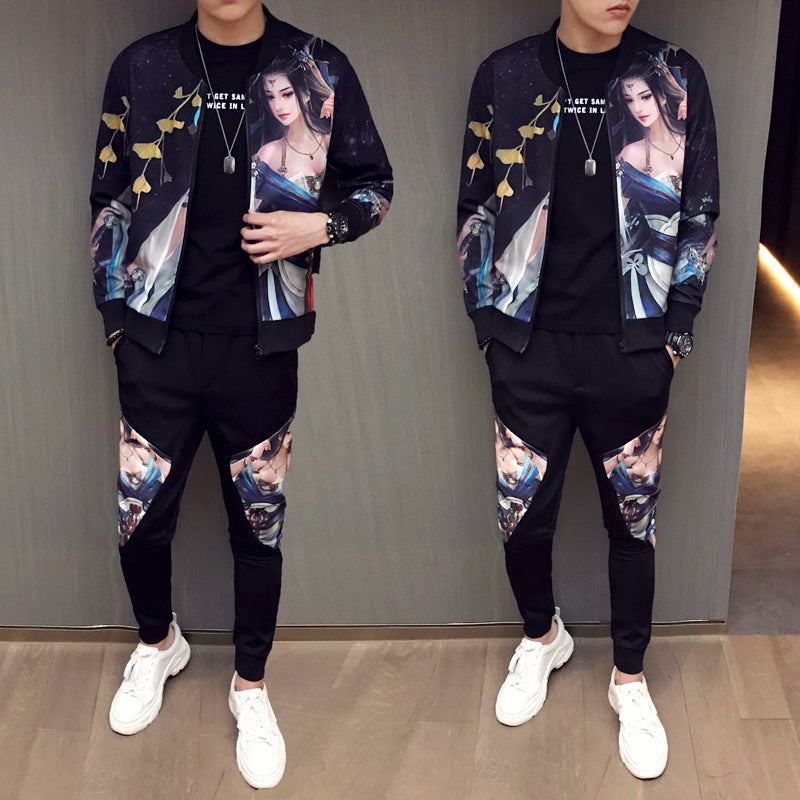 Jacket Pants Men Tracksuit Moda Hombre Printing Men's Set - Minihomy