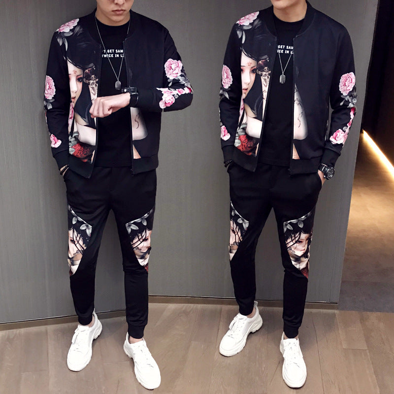 Jacket Pants Men Tracksuit Moda Hombre Printing Men's Set - Minihomy