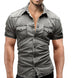 Men Denim Short-sleeved Slim Shirt - Minihomy