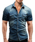 Men Denim Short-sleeved Slim Shirt - Minihomy