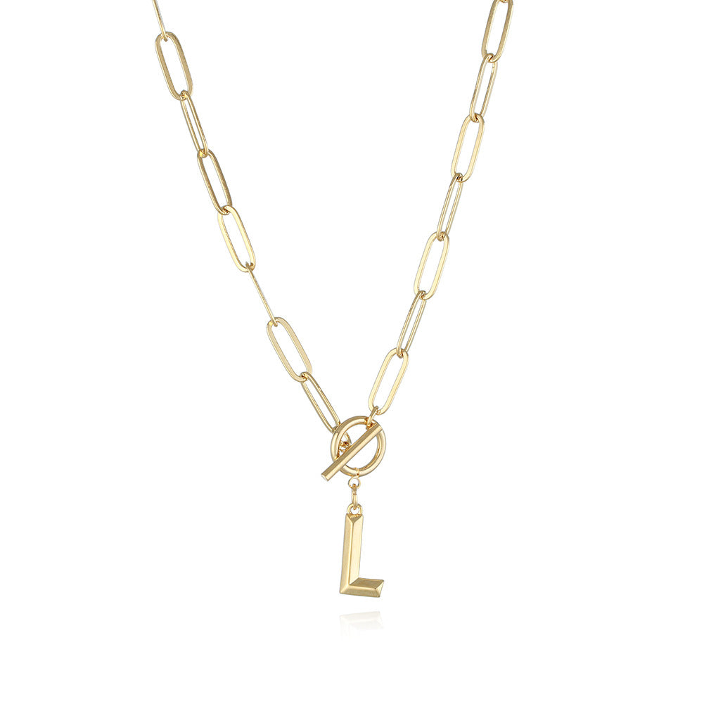 Letter Necklace Real Gold Plated Trend Hip Hop Necklace - Minihomy