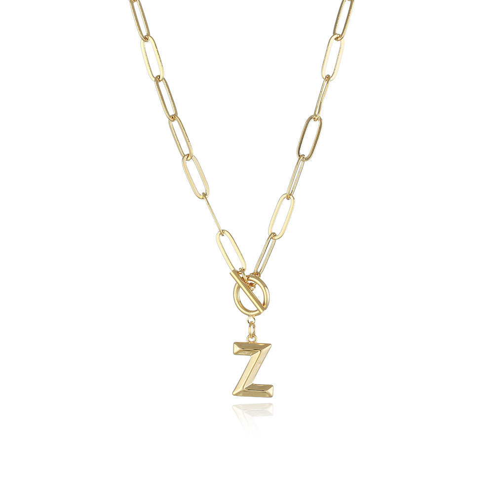 Letter Necklace Real Gold Plated Trend Hip Hop Necklace - Minihomy