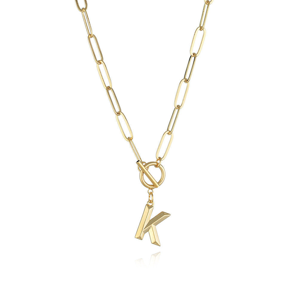 Letter Necklace Real Gold Plated Trend Hip Hop Necklace - Minihomy