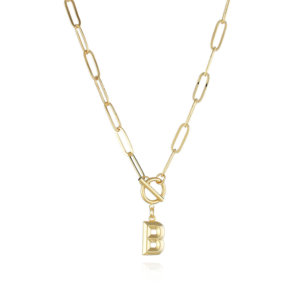 Letter Necklace Real Gold Plated Trend Hip Hop Necklace - Minihomy