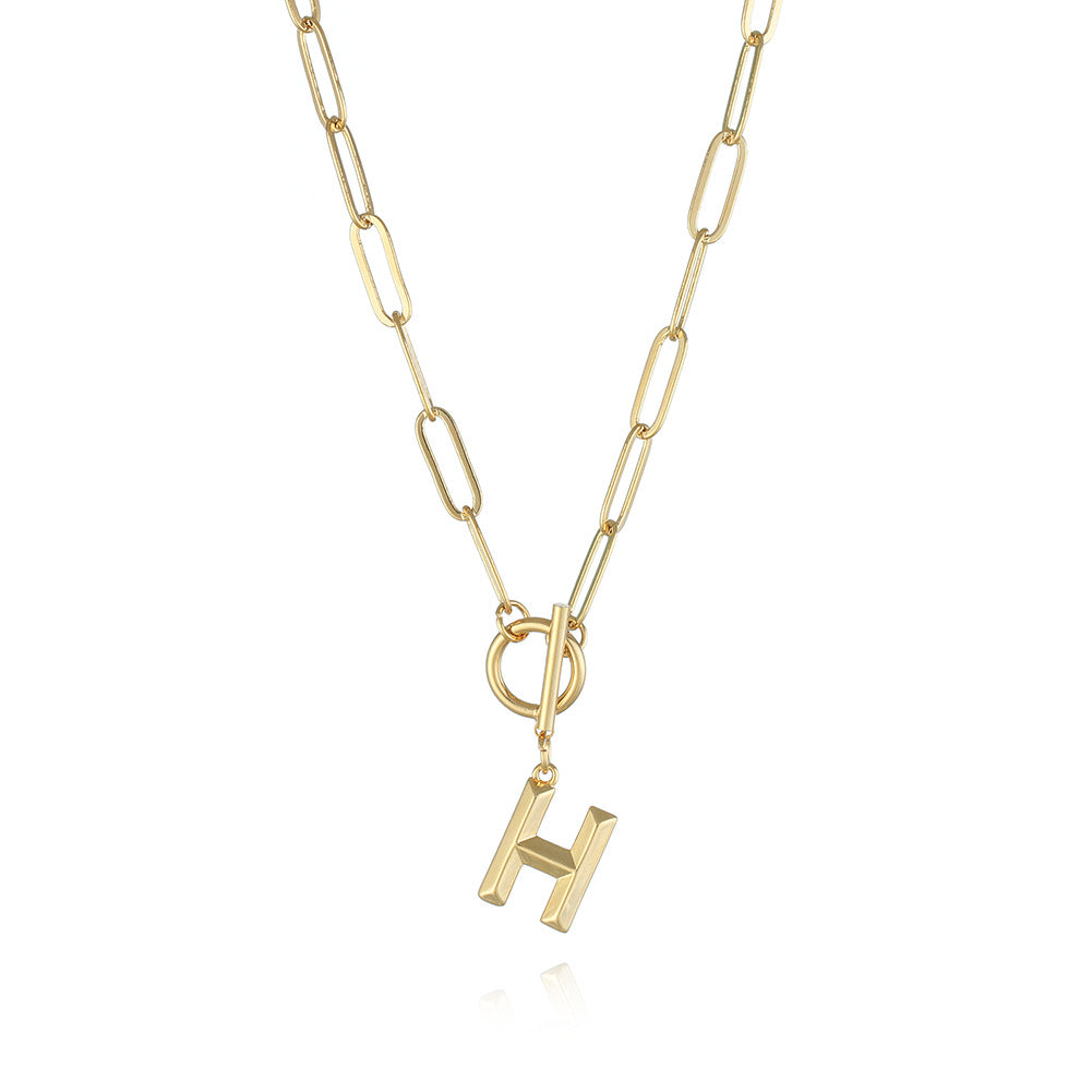 Letter Necklace Real Gold Plated Trend Hip Hop Necklace - Minihomy