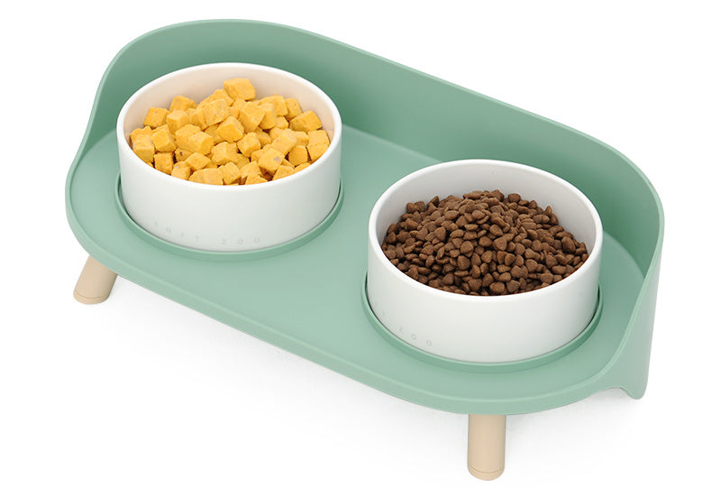 Ceramic Cat & Dog Bowls Set, Anti-Choking, Double Bowl, Pet Food & Water Dish - Minihomy