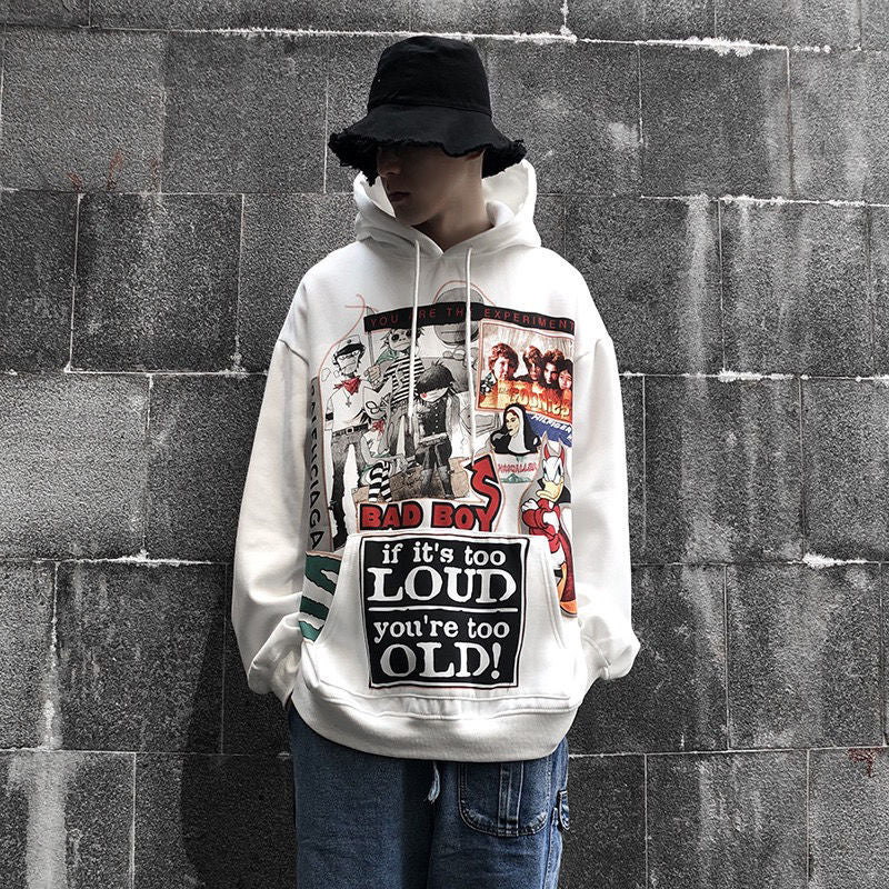 White Hip Hop Hoodie Streetwear Spring Tops Casual Funny Spring Autumn Hoodies Male